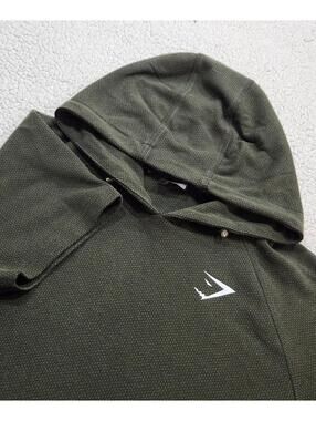 Gymshark Short Sleeve Hoodie Olive Green Active Gym Workout Men’s Size XLarge XL